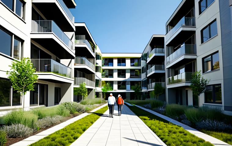 Sustainable Real Estate**
"A modern, eco-friendly apartment building with solar panels and green landscaping, fully clothed residents walking around, appropriate content, safe for work, perfect anatomy, natural proportions, professional architectural photography, daytime, bright sunlight, sustainable living, LEED certified, modest design."
**