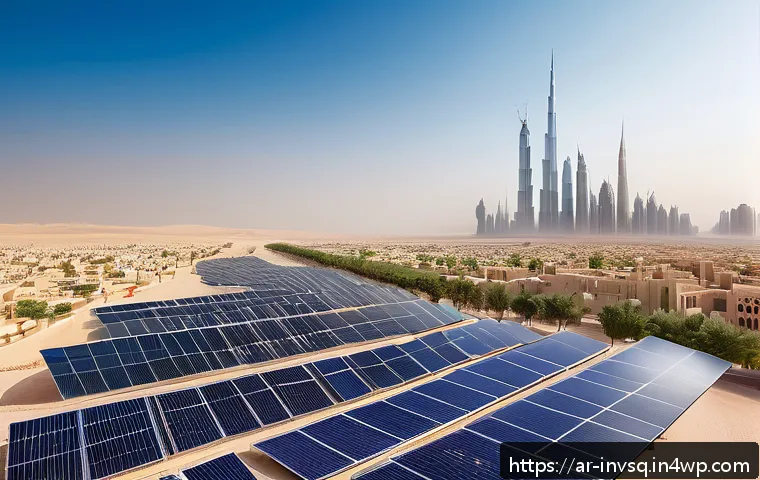 대체투자 옵션의 미래 전망 - A futuristic urban landscape in a major Arab city like Dubai or Riyadh, showcasing smart buildings e...
